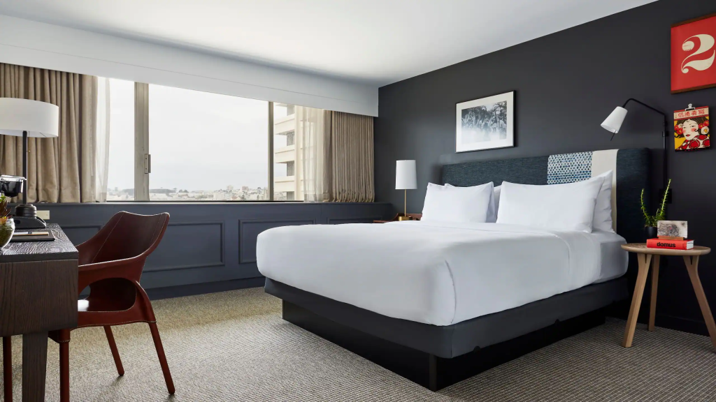 Hotel Kabuki San Francisco Japantown modern room with king bed and large window
