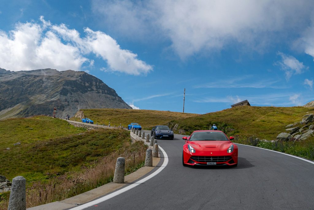 Driving on Swiss mountain pass road